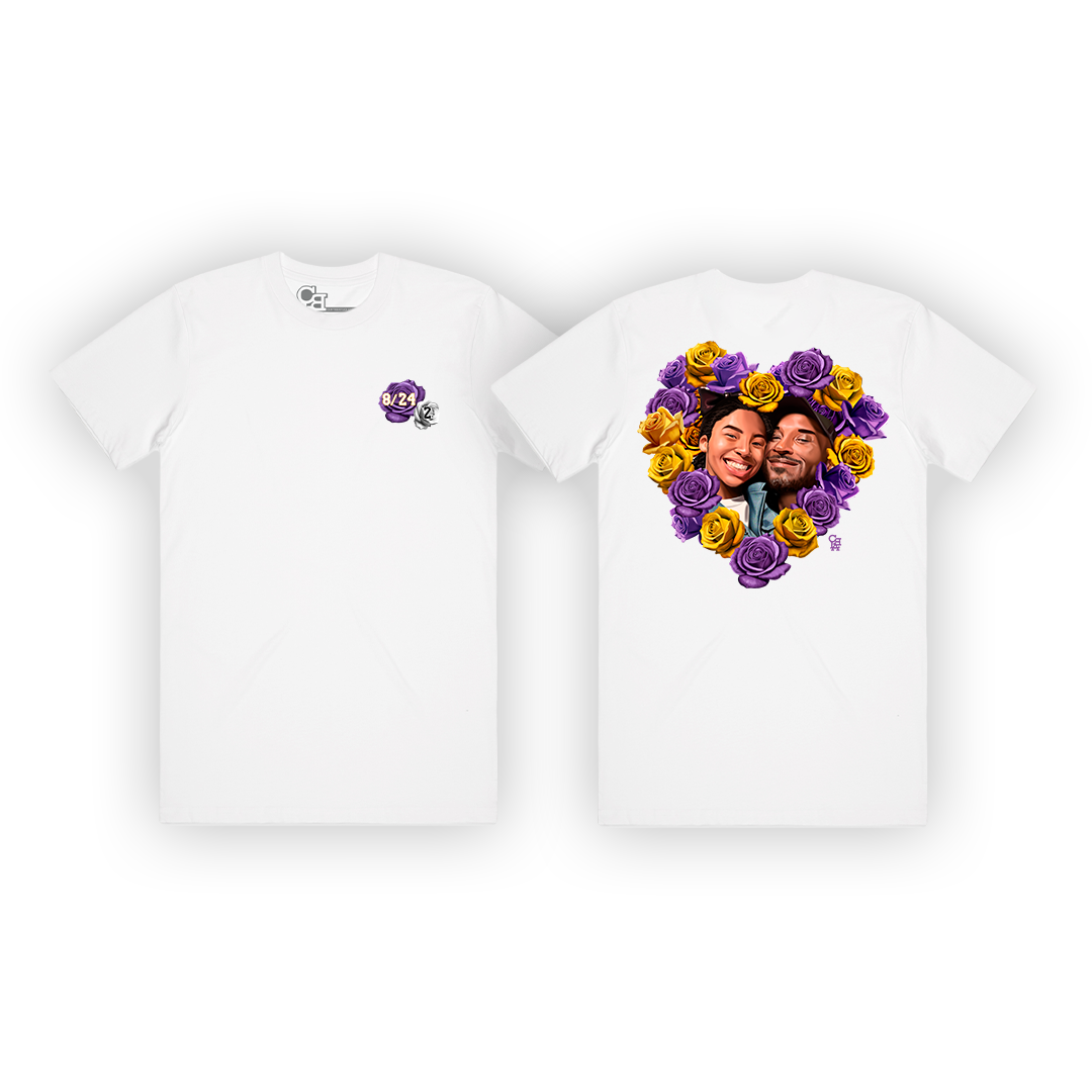 PURPLE & GOLD FLOWERS HEART TEE