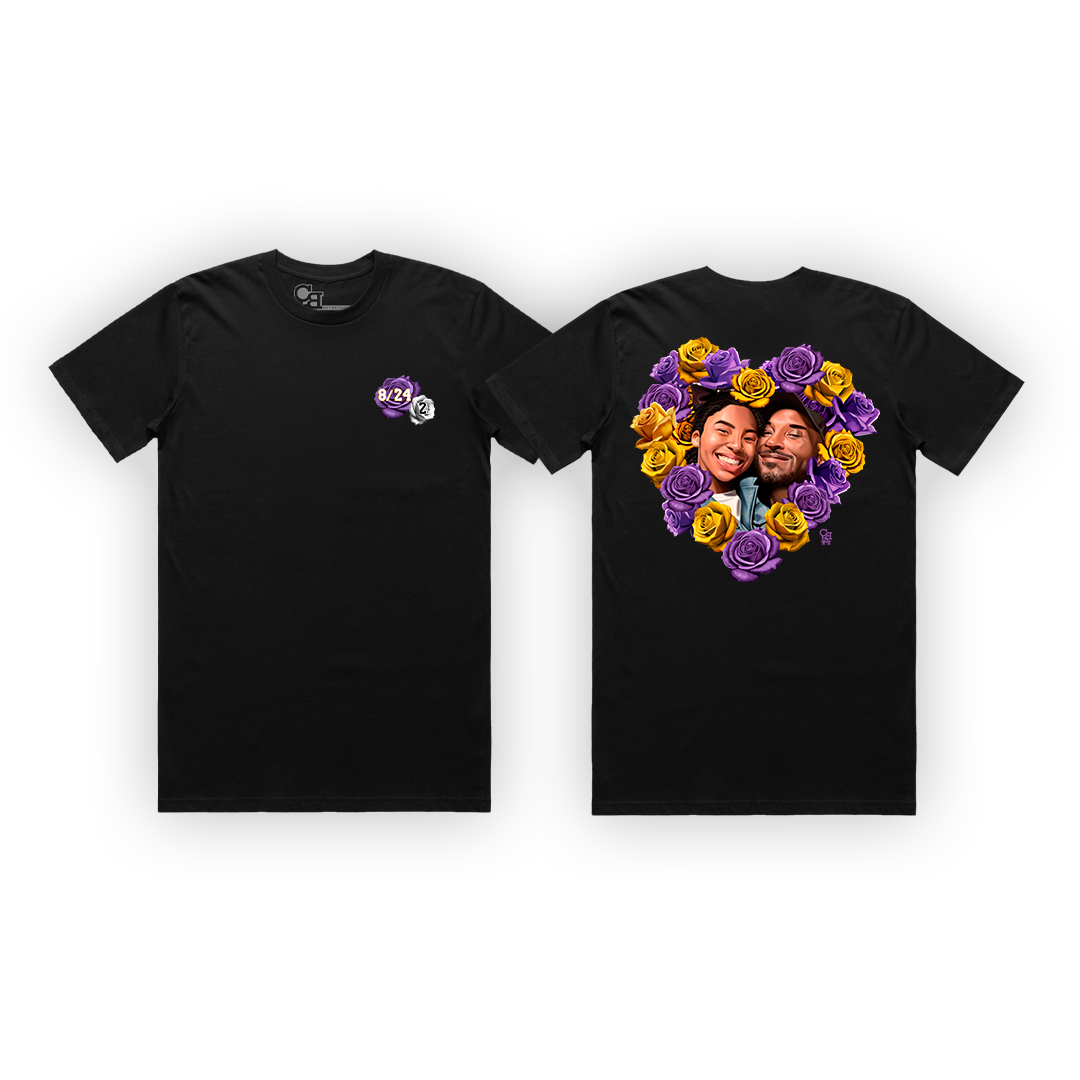 PURPLE & GOLD FLOWERS HEART TEE